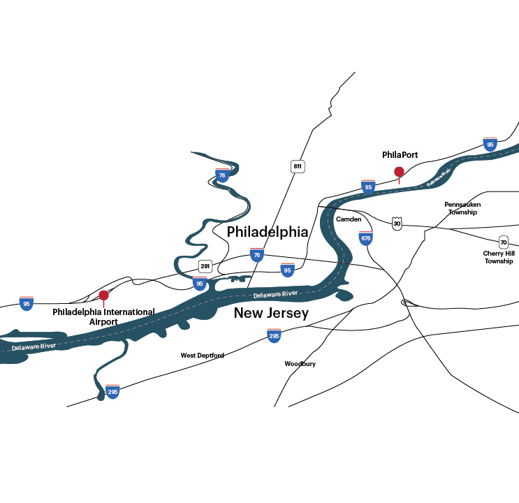 Map of greater Philadelphia, Pennsylvania